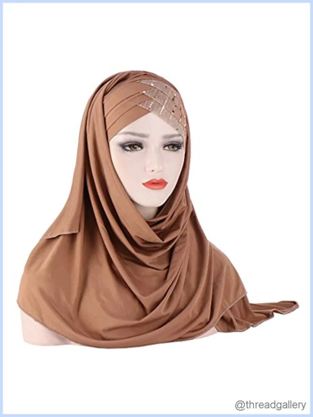 Sequin Glitter Cross Muslim Hijab Scarf Turban Head Wrap 2 Pack